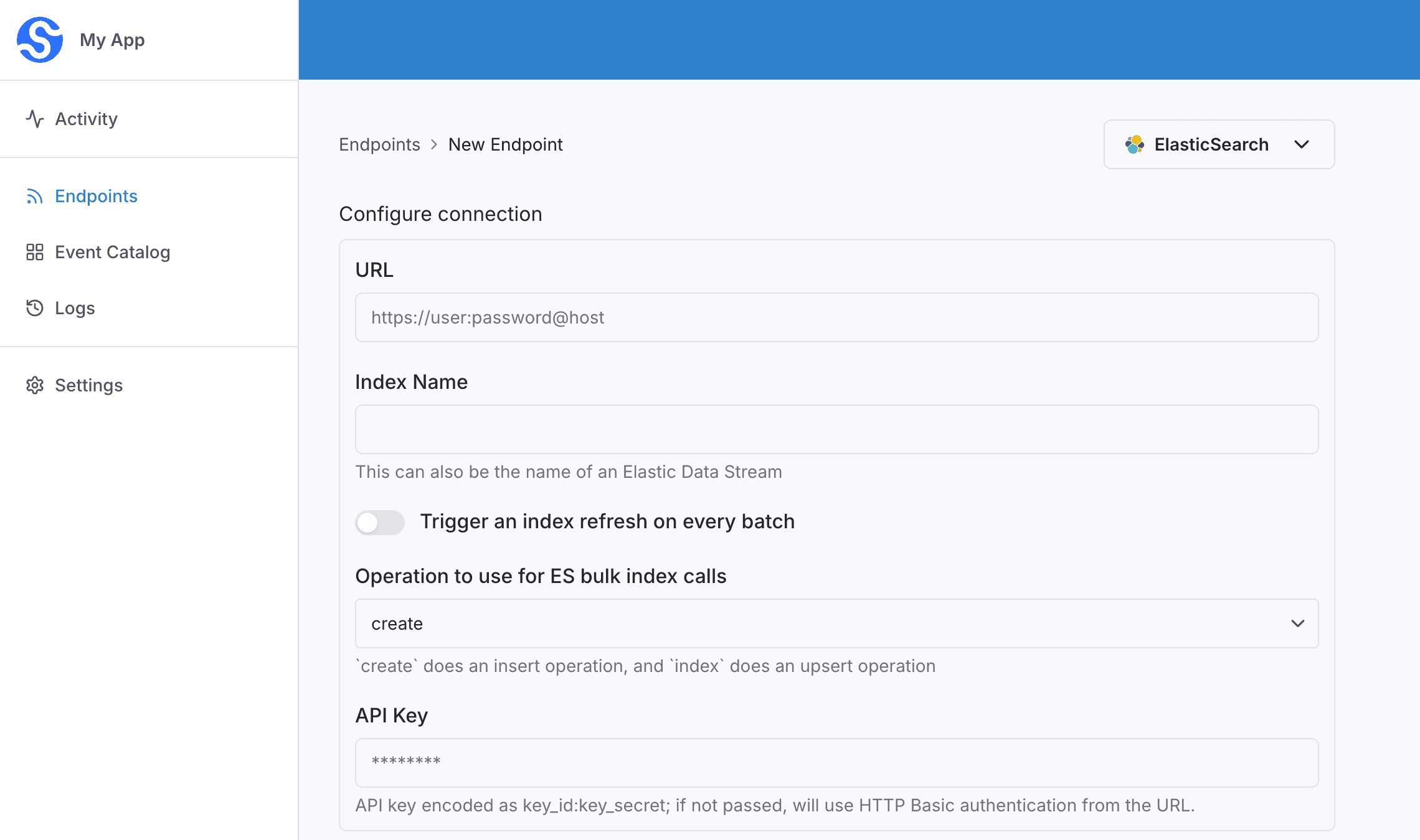 ElasticSearch Destination Create