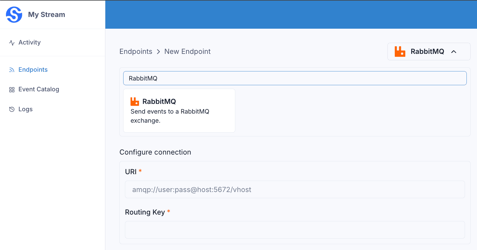 RabbitMQ Endpoint Create