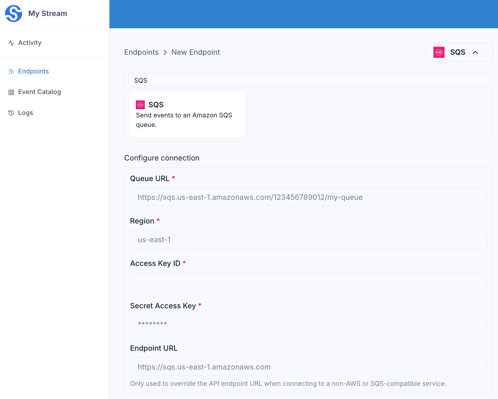 SQS Endpoint Create