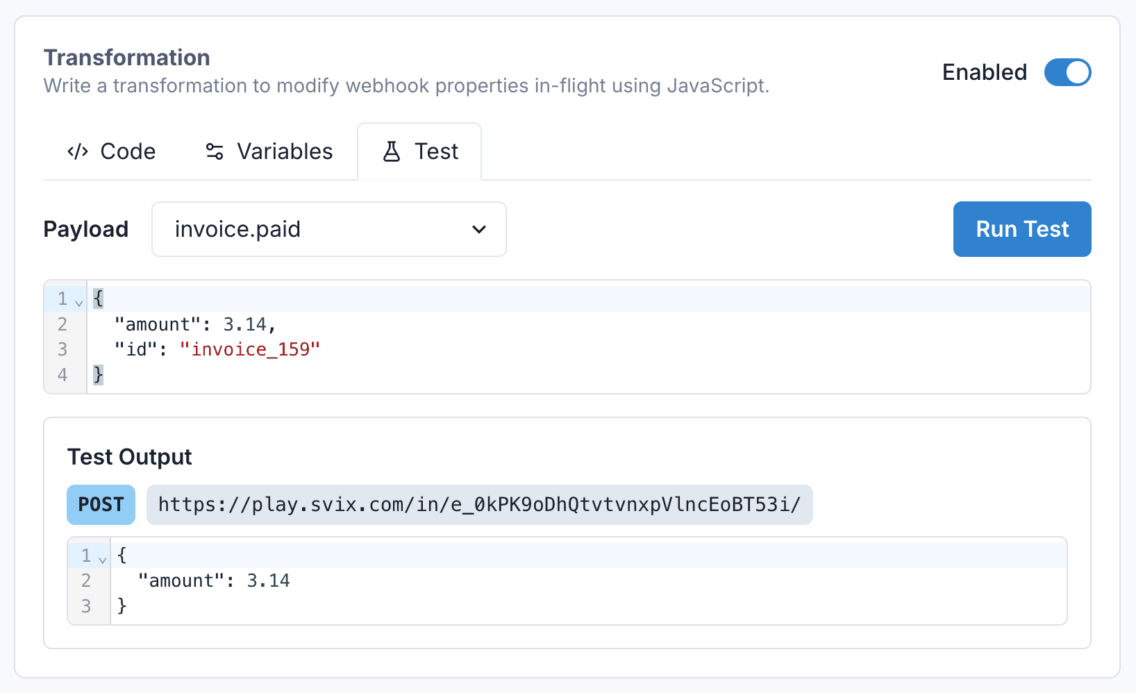 Testing an endpoint's Transformation